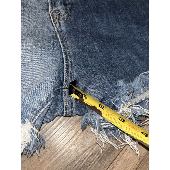 Risen Women's Frayed Hem Blue Stretch Denim Jeans - Size Sm - Picture 3 of 6